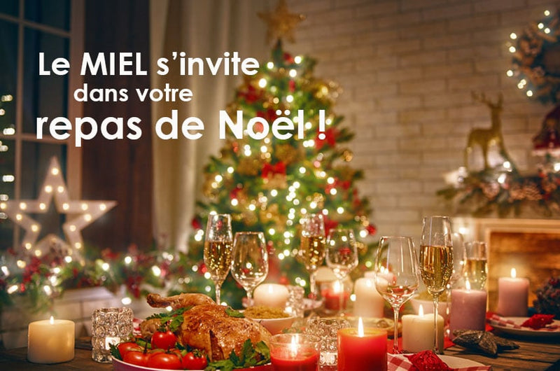 Table de Noël avec des plats préparés au miel