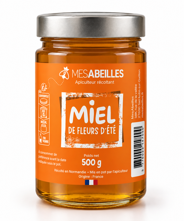 Pot de miel d’été de Normandie MesAbeilles 500 g